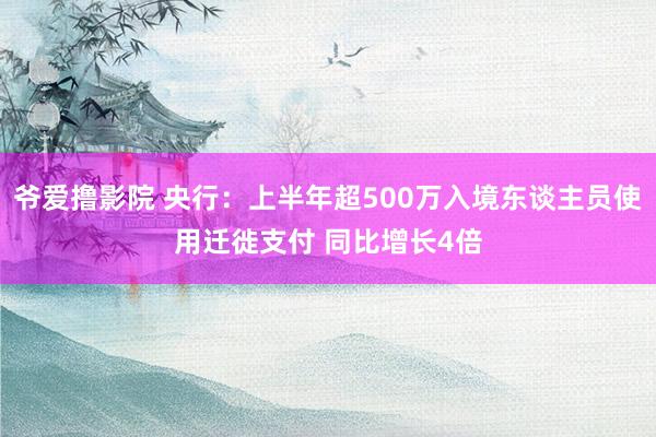 爷爱撸影院 央行：上半年超500万入境东谈主员使用迁徙支付 同比增长4倍