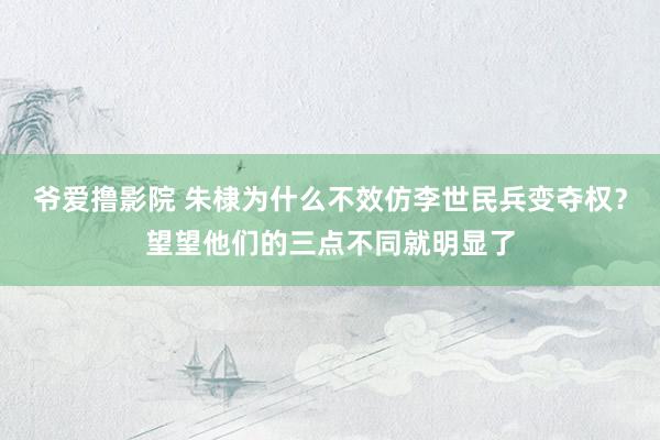 爷爱撸影院 朱棣为什么不效仿李世民兵变夺权？望望他们的三点不同就明显了