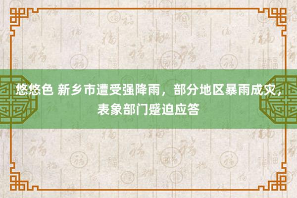 悠悠色 新乡市遭受强降雨，部分地区暴雨成灾，表象部门蹙迫应答