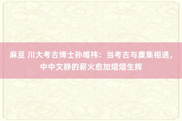 麻豆 川大考古博士孙唯祎：当考古与麇集相遇，中中文静的薪火愈加熠熠生辉