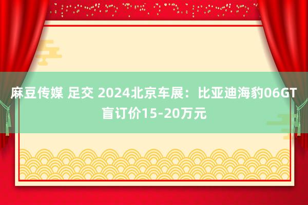 麻豆传媒 足交 2024北京车展：比亚迪海豹06GT盲订价15-20万元